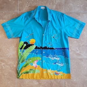 Multicolor Tropical Hawaiian Collared Shirt - sz. Large